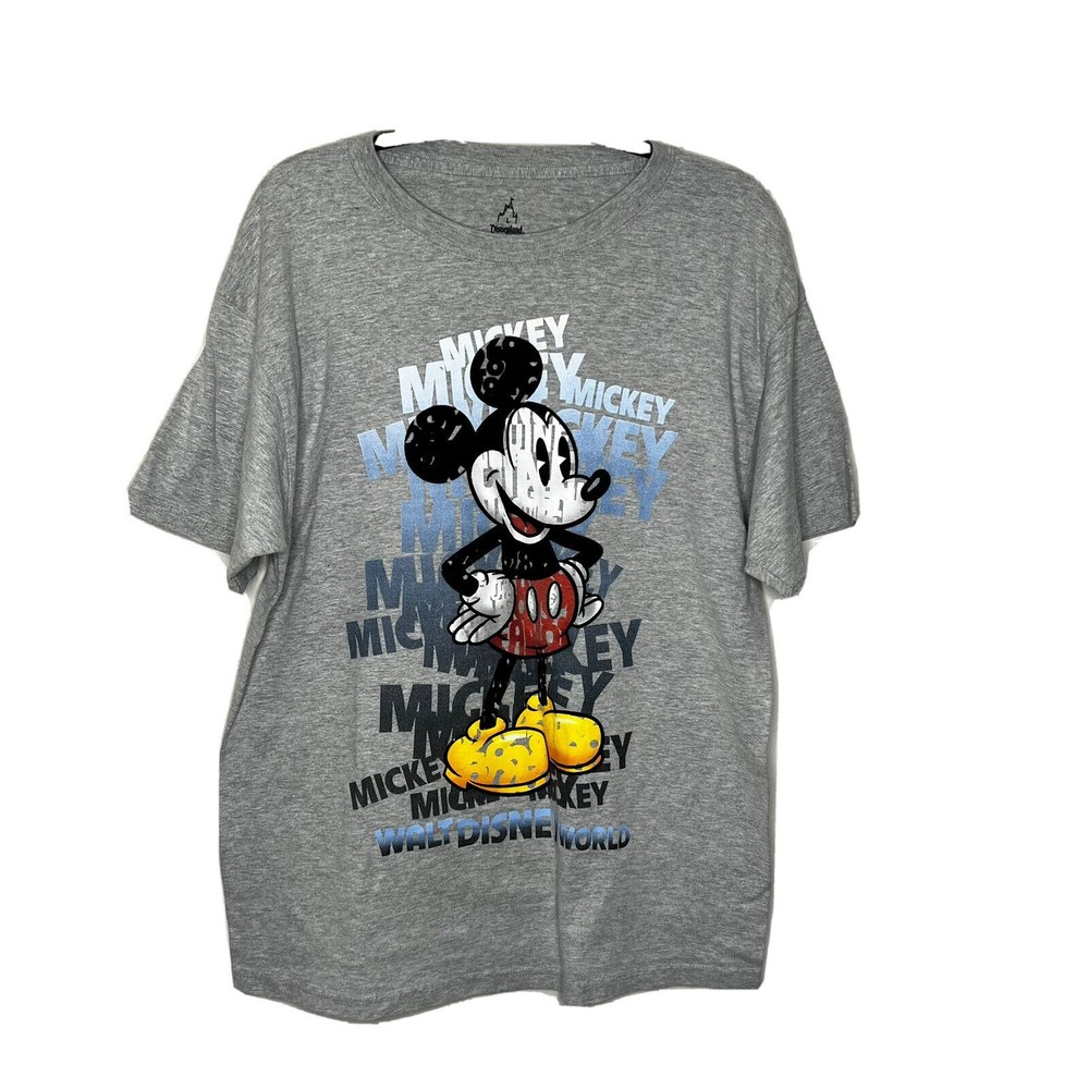 Disneyland Resort Hanes T-Shirt Unisex Size Large Gray Mickey Mouse Top T-Shirt